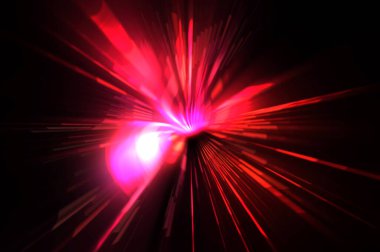 Fütürist mercek patlaması. Parlayan parçacıkları ve çizgileri olan ışık patlaması yıldızı. Güzel soyut ışın arkaplanı.