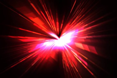 Fütürist mercek patlaması. Parlayan parçacıkları ve çizgileri olan ışık patlaması yıldızı. Güzel soyut ışın arkaplanı.