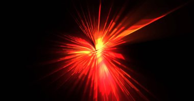 Fütürist mercek patlaması. Parlayan parçacıkları ve çizgileri olan ışık patlaması yıldızı. Güzel soyut ışın arkaplanı.