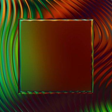 Soyut çerçeveli arkaplan. Renkli, canlı, dalgalı bir duvar kağıdı. Merkezi çerçeveli yaratıcı grafik 2d çizim. Dinamik şekilli modaya uygun sıvı örtüsü.