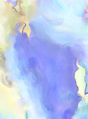 Poster, duvar sanatı, afiş, kart, kitap kapağı veya ambalaj için pastel renkli suluboya resim. Alkol mürekkebini andıran rahatlatıcı fırça darbelerinin modern resmi.