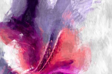 Soyut arkaplanda pürüzlü fırça darbeleri. Fırça boyası. Renkli boya darbeleri. Eşsiz duvar sanatı. Tuvaldeki modern sanat. Renkli çağdaş sanat eserleri. 