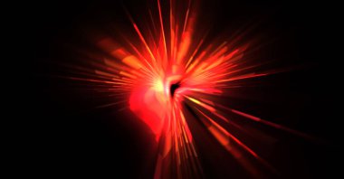 Fütürist mercek patlaması. Parlayan parçacıkları ve çizgileri olan ışık patlaması yıldızı. Güzel soyut ışın arkaplanı.