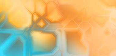 Renkli ve canlı geometrik şekiller katmanları var. Bir teknoloji planının dijital illüstrasyonu. Gelecekçi tasarım şablonu.