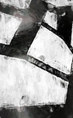 Soyut arkaplanda pürüzlü fırça darbeleri. Fırça boyası. Renkli boya darbeleri. Eşsiz duvar sanatı. Tuvaldeki modern sanat. Renkli çağdaş sanat eserleri. 