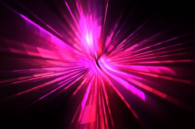 Fütürist mercek patlaması. Parlayan parçacıkları ve çizgileri olan ışık patlaması yıldızı. Güzel soyut ışın arkaplanı.