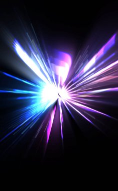 Fütürist mercek patlaması. Parlayan parçacıkları ve çizgileri olan ışık patlaması yıldızı. Güzel soyut ışın arkaplanı.