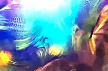 Soyut arkaplanda pürüzlü fırça darbeleri. Fırça boyası. Renkli boya darbeleri. Eşsiz duvar sanatı. Tuvaldeki modern sanat. Renkli çağdaş sanat eserleri. 