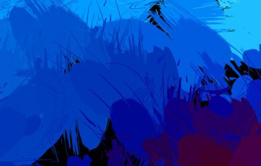 Vahşi fırça darbeleriyle yaratıcı soyut resim. Artistik fırça darbeleriyle donatılmış. Renkli ve canlı bir tasvir. Boyalı sanat.