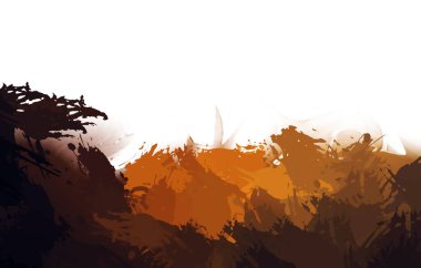 Taranmış Boyalı Soyut Arkaplan. Vahşi kaotik fırça darbeleri. Boya darbeleri. 2D İllüstrasyon. Fırça darbeli resim. 