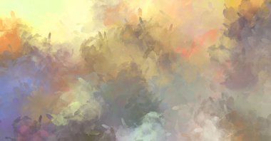 Renkli fırça darbelerinin 2D çizimi. Dekoratif desenli resim. canlı boya desenli arkaplan.