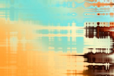 Soyut arkaplan. Yaşlanmış grunge dokusunda geometrik elementler. Farklı renk desenli grafiksel illüstrasyon.