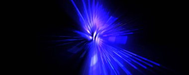 Fütürist mercek patlaması. Parlayan parçacıkları ve çizgileri olan ışık patlaması yıldızı. Güzel soyut ışın arkaplanı.