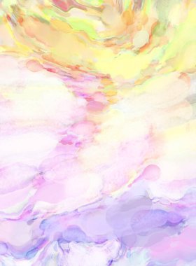 Çağdaş sanat. El yapımı resim. Modern sanat eserleri. Yüzeyde suluboya fırça darbeleriyle resim yapmak. 2D çizim. Sanatsal arkaplan resmi. Tablo üzerinde soyut resim. Renkli doku.