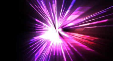 Fütürist mercek patlaması. Parlayan parçacıkları ve çizgileri olan ışık patlaması yıldızı. Güzel soyut ışın arkaplanı.