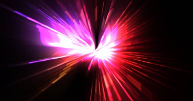 Fütürist mercek patlaması. Parlayan parçacıkları ve çizgileri olan ışık patlaması yıldızı. Güzel soyut ışın arkaplanı.