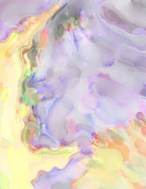 Poster, duvar sanatı, afiş, kart, kitap kapağı veya ambalaj için pastel renkli suluboya resim. Alkol mürekkebini andıran rahatlatıcı fırça darbelerinin modern resmi.