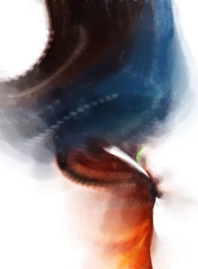 Modern sanat. Renkli çağdaş sanat eserleri. Renkli boya darbeleri. Soyut arkaplanda fırça darbeleri. fırça boyası.