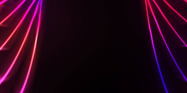 Işık dalgalarının neon renkli soyut tasarımı. Dijital arka plan ve neon ışığı parlama efekti. Parlak ışınlar duvar kağıdı.