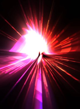 Fütürist mercek patlaması. Parlayan parçacıkları ve çizgileri olan ışık patlaması yıldızı. Güzel soyut ışın arkaplanı.