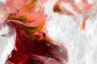 Soyut arkaplanda pürüzlü fırça darbeleri. Fırça boyası. Renkli boya darbeleri. Eşsiz duvar sanatı. Tuvaldeki modern sanat. Renkli çağdaş sanat eserleri. 