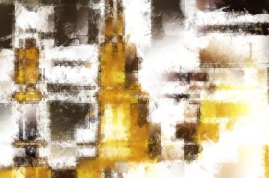 Modern sanat. Renkli çağdaş sanat eserleri. Renkli boya darbeleri. Soyut arkaplanda fırça darbeleri. Fırça boyası. Eşsiz duvar sanatı.