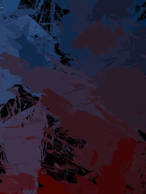 Vahşi fırça darbeleriyle yaratıcı soyut resim. Artistik fırça darbeleriyle donatılmış. Renkli ve canlı bir tasvir. Boyalı sanat.