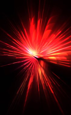 Fütürist mercek patlaması. Parlayan parçacıkları ve çizgileri olan ışık patlaması yıldızı. Güzel soyut ışın arkaplanı.