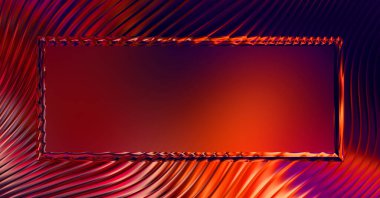 Soyut çerçeveli arkaplan. Renkli, canlı, dalgalı bir duvar kağıdı. Merkezi çerçeveli yaratıcı grafik 2d çizim. Dinamik şekilli modaya uygun sıvı örtüsü.