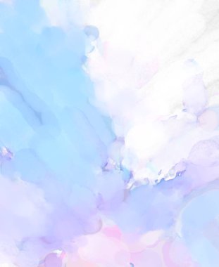 Yumuşak suluboya duvar kağıdı. Hafifçe fırçalanmış renkleri olan sanatsal bir resim. Pastel renkler arkaplana dokunmuş. Soyut duvar sanatı..