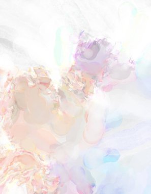 Yumuşak suluboya duvar kağıdı. Hafifçe fırçalanmış renkleri olan sanatsal bir resim. Pastel renkler arkaplana dokunmuş. Soyut duvar sanatı..