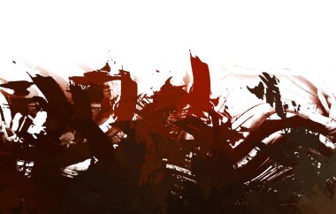 Taranmış Boyalı Soyut Arkaplan. Vahşi kaotik fırça darbeleri. Boya darbeleri. 2D İllüstrasyon. Fırça darbeli resim. 