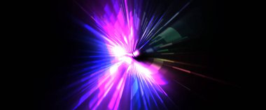 Fütürist mercek patlaması. Parlayan parçacıkları ve çizgileri olan ışık patlaması yıldızı. Güzel soyut ışın arkaplanı.