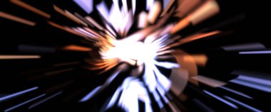 Işık parçacık izleri. Parlayan parçacıkları ve çizgileri olan ışık patlaması yıldızı. Güzel hareketli soyut ışın arkaplanı.