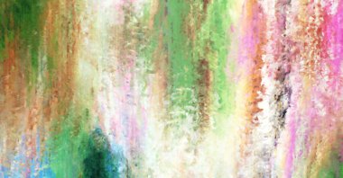 Modern sanat. Renkli çağdaş sanat eserleri. Renkli boya darbeleri. Soyut arkaplanda fırça darbeleri. Fırça boyası. Eşsiz duvar sanatı.