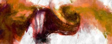 Soyut arkaplanda pürüzlü fırça darbeleri. Fırça boyası. Renkli boya darbeleri. Eşsiz duvar sanatı. Tuvaldeki modern sanat. Renkli çağdaş sanat eserleri. 