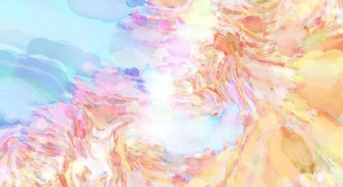 Pastel renklerde suluboya resim. Poster, duvar sanatı, afiş, kart, kitap kapağı ya da ambalaj için rahatlatıcı kompozisyonun yumuşak renkli çizimi. Modern fırça darbeleri resim.