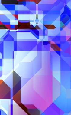 Renkli ve canlı geometrik şekiller katmanları var. Bir teknoloji planının dijital illüstrasyonu. Gelecekçi tasarım şablonu.