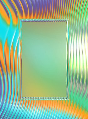 Soyut çerçeveli arkaplan. Renkli, canlı, dalgalı bir duvar kağıdı. Merkezi çerçeveli yaratıcı grafik 2d çizim. Dinamik şekilli modaya uygun sıvı örtüsü.