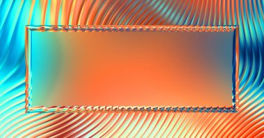 Soyut çerçeveli arkaplan. Renkli, canlı, dalgalı bir duvar kağıdı. Merkezi çerçeveli yaratıcı grafik 2d çizim. Dinamik şekilli modaya uygun sıvı örtüsü.