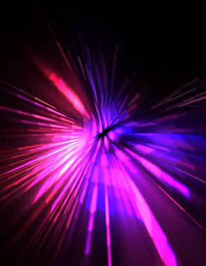 Fütürist mercek patlaması. Parlayan parçacıkları ve çizgileri olan ışık patlaması yıldızı. Güzel soyut ışın arkaplanı.