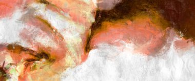 Soyut arkaplanda pürüzlü fırça darbeleri. Fırça boyası. Renkli boya darbeleri. Eşsiz duvar sanatı. Tuvaldeki modern sanat. Renkli çağdaş sanat eserleri. 