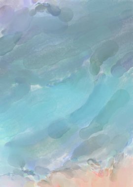 Alkol mürekkebini andıran rahatlatıcı fırça darbelerinin modern resmi. Poster, duvar sanatı, afiş, kart, kitap kapağı veya ambalaj için pastel renkli suluboya resim.