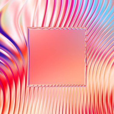 Soyut çerçeveli arkaplan. Renkli, canlı, dalgalı bir duvar kağıdı. Merkezi çerçeveli yaratıcı grafik 2d çizim. Dinamik şekilli modaya uygun sıvı örtüsü.