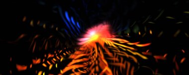 Işık parçacık izleri. Parlayan parçacıkları ve çizgileri olan ışık patlaması yıldızı. Güzel hareketli soyut ışın arkaplanı.