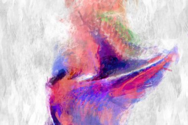 Soyut arkaplanda pürüzlü fırça darbeleri. Fırça boyası. Renkli boya darbeleri. Eşsiz duvar sanatı. Tuvaldeki modern sanat. Renkli çağdaş sanat eserleri. 