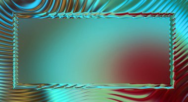 Soyut çerçeveli arkaplan. Renkli, canlı, dalgalı bir duvar kağıdı. Merkezi çerçeveli yaratıcı grafik 2d çizim. Dinamik şekilli modaya uygun sıvı örtüsü.