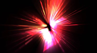 Fütürist mercek patlaması. Parlayan parçacıkları ve çizgileri olan ışık patlaması yıldızı. Güzel soyut ışın arkaplanı.