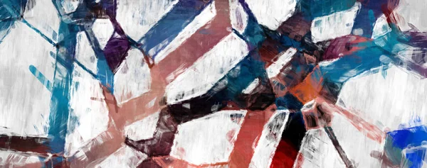Soyut arkaplanda pürüzlü fırça darbeleri. Fırça boyası. Renkli boya darbeleri. Eşsiz duvar sanatı. Tuvaldeki modern sanat. Renkli çağdaş sanat eserleri. 