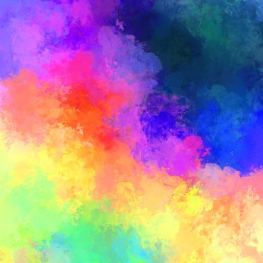 Canlı fırça darbeleriyle boyanmış. Renkli desenli resim. Fırçalanmış duvar kağıdını boya.